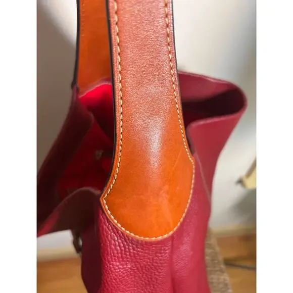 Dooney and Bourke dark Red Leather Logo Lock Pebbled leather - Picture 3 of 16